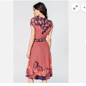 IVKO DRESS BLUE APRICOT peach cobalt blue viscose